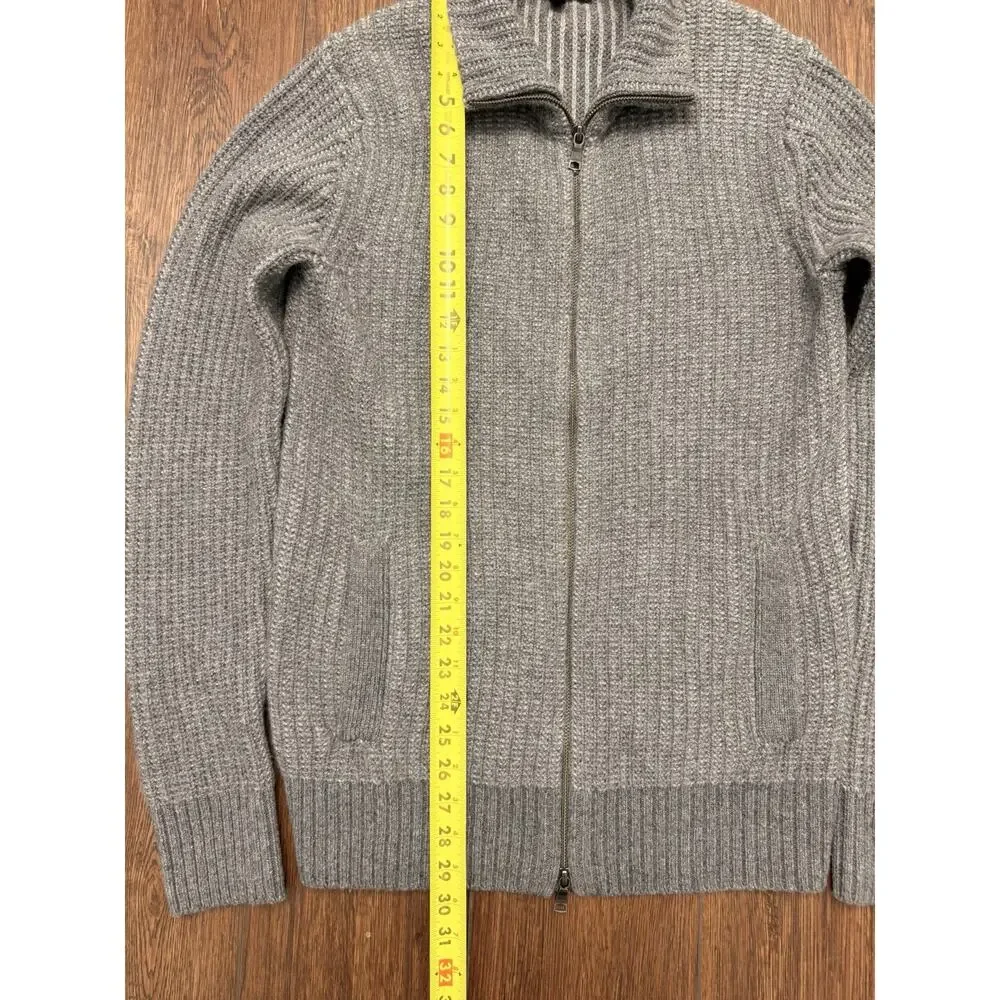 Banana Republic Men’s Merino Wool Ribbed Full Zip Grey M Tall